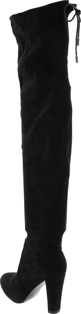Nature Breeze Womens Stretchy Thigh High Pull String Chunk Heel Combat Boots