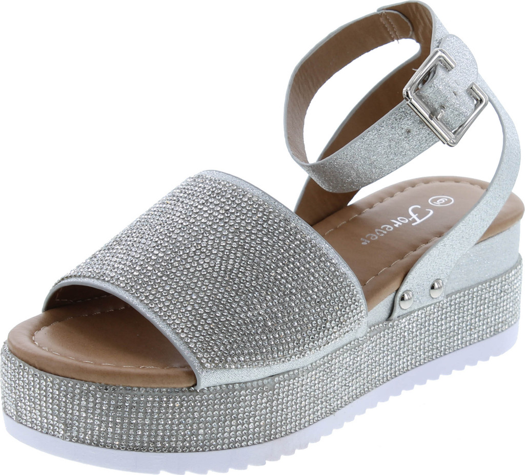 Women's Luxury Rhinestone Glitter Crystal Slide Footbed Platform Sandals