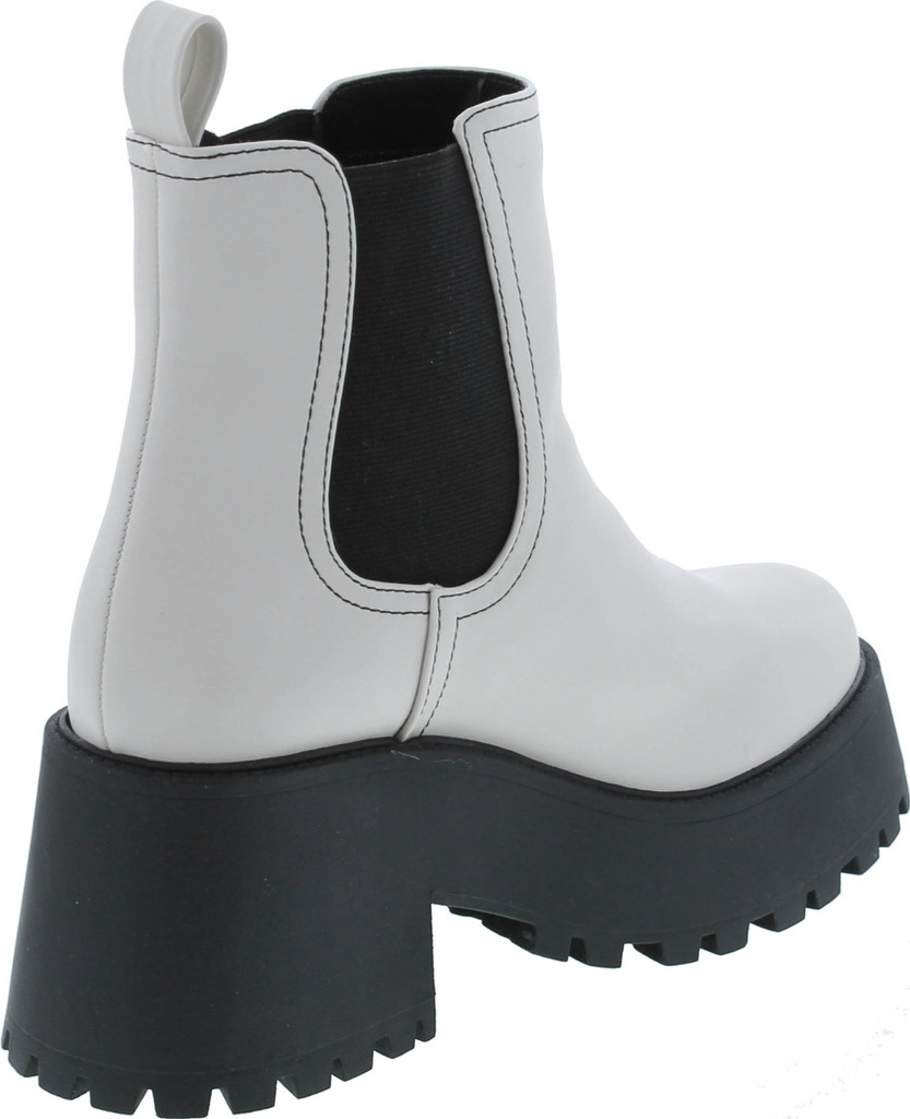 Soda Instant Women Chunky Lug Sole Mid Heel Chelsea Fashion Ankle Bootie W/Double Elastic Gore