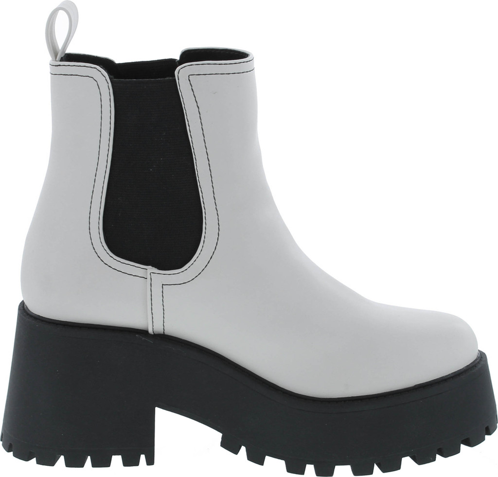 Soda Instant Women Chunky Lug Sole Mid Heel Chelsea Fashion Ankle Bootie W/Double Elastic Gore