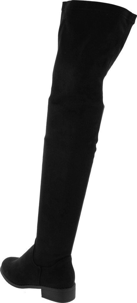 Nature Breeze Olympia 20 Womens Stretchy Thigh High Side Zipper Low Heel Combat Boots