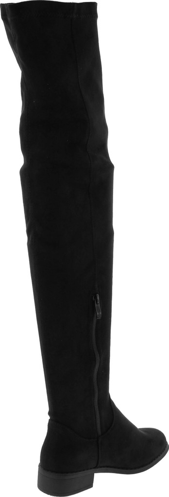 Nature Breeze Olympia 20 Womens Stretchy Thigh High Side Zipper Low Heel Combat Boots