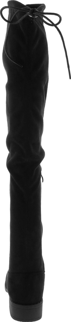 Premier Standard - Women's Fashion Comfy Vegan Suede Block Heel Side Zipper Back Lace Thigh High Over The Knee Boots