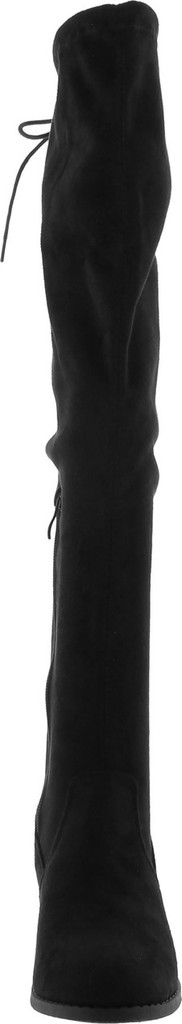 Premier Standard - Women's Fashion Comfy Vegan Suede Block Heel Side Zipper Back Lace Thigh High Over The Knee Boots