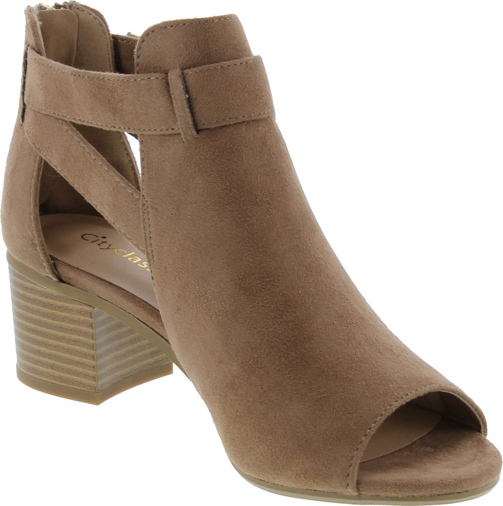 City Classified Women's Shoes Invest Suede Peep Toe Ankle Fashion Boots