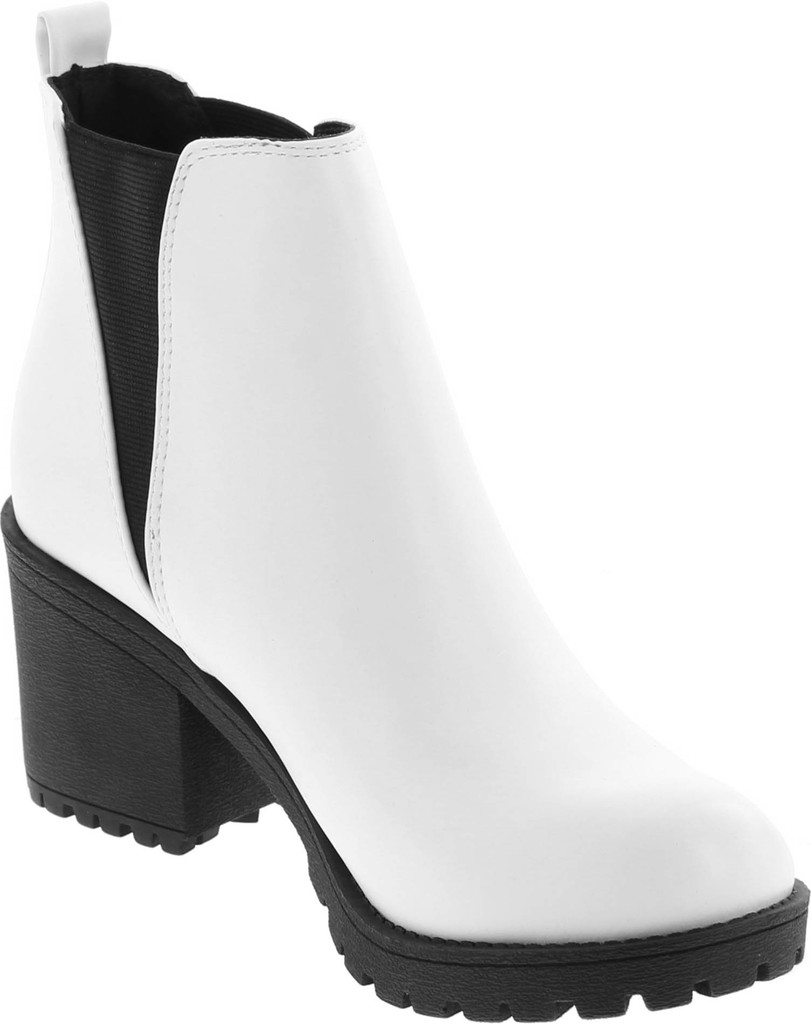 Soda Origami Womens Lug Sole Chelsea Ankle Booties Elastic Sides