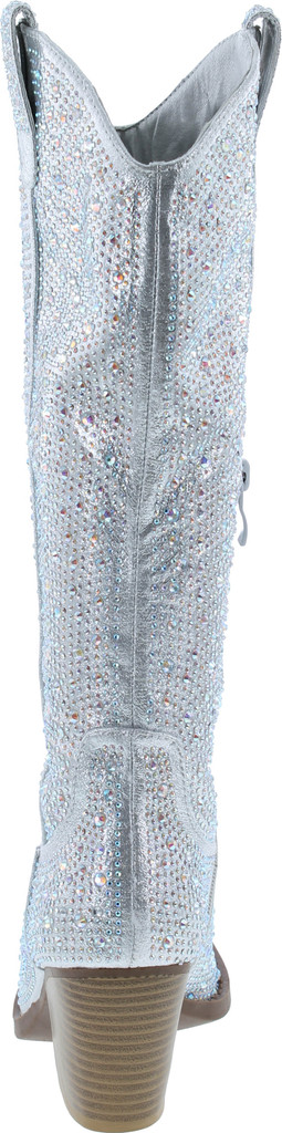 Forever Women Rhinestone Western Cowboy Pointed Toe Knee High Pull-On Boots