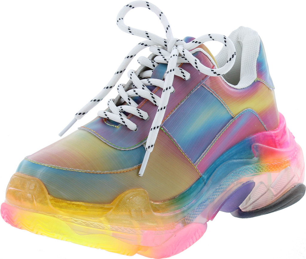 Cape Robbin Presents Mdt Cyber Sneakers For Women Wedge Fashion Sneaker Shoes For Women With Chunky Block Heels