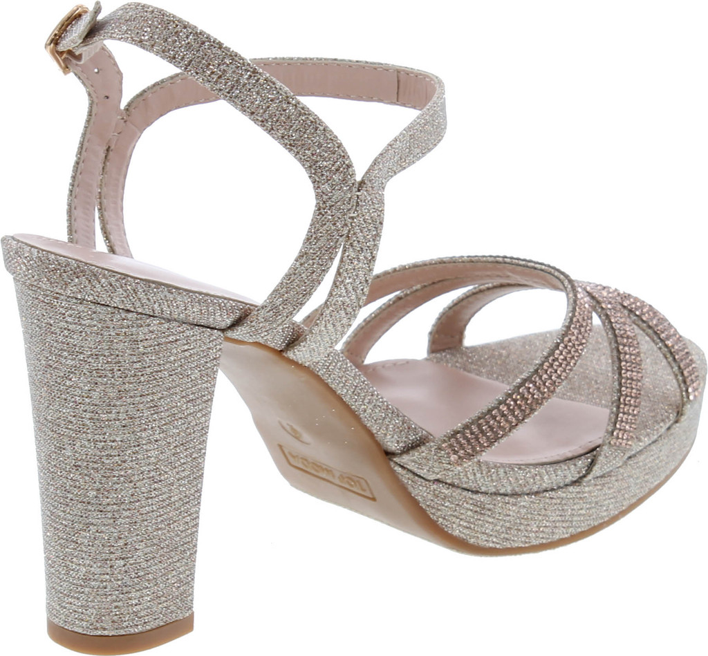 Top Moda Womens Ankle Strap Open Toe Platform Dressy Formal Strappy Rhinestone Sandal High Heeled Pumps Event Shoes For Women