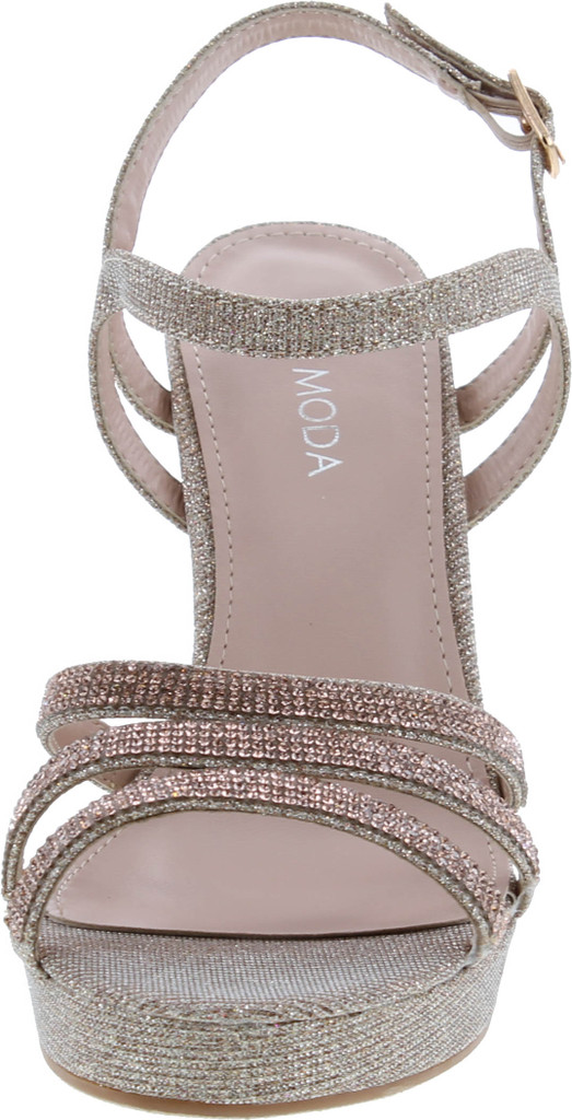 Top Moda Womens Ankle Strap Open Toe Platform Dressy Formal Strappy Rhinestone Sandal High Heeled Pumps Event Shoes For Women