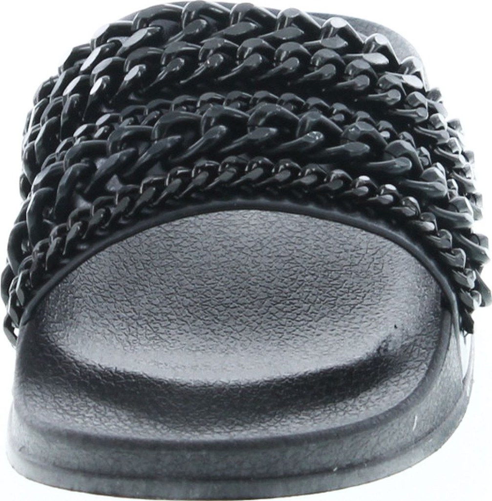 Cape Robbin Moira-18 Women Metallic Chained Flat Sandal - Casual Lounge Street Fashion Open Toe Slide