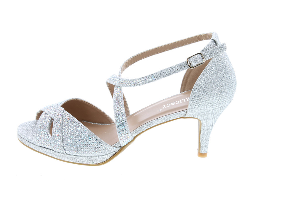 Delicacy Excited-90 Women's Rhinestone Dressy Low Heel Pumps