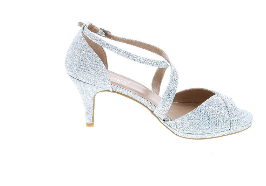 Delicacy Excited-90 Women's Rhinestone Dressy Low Heel Pumps