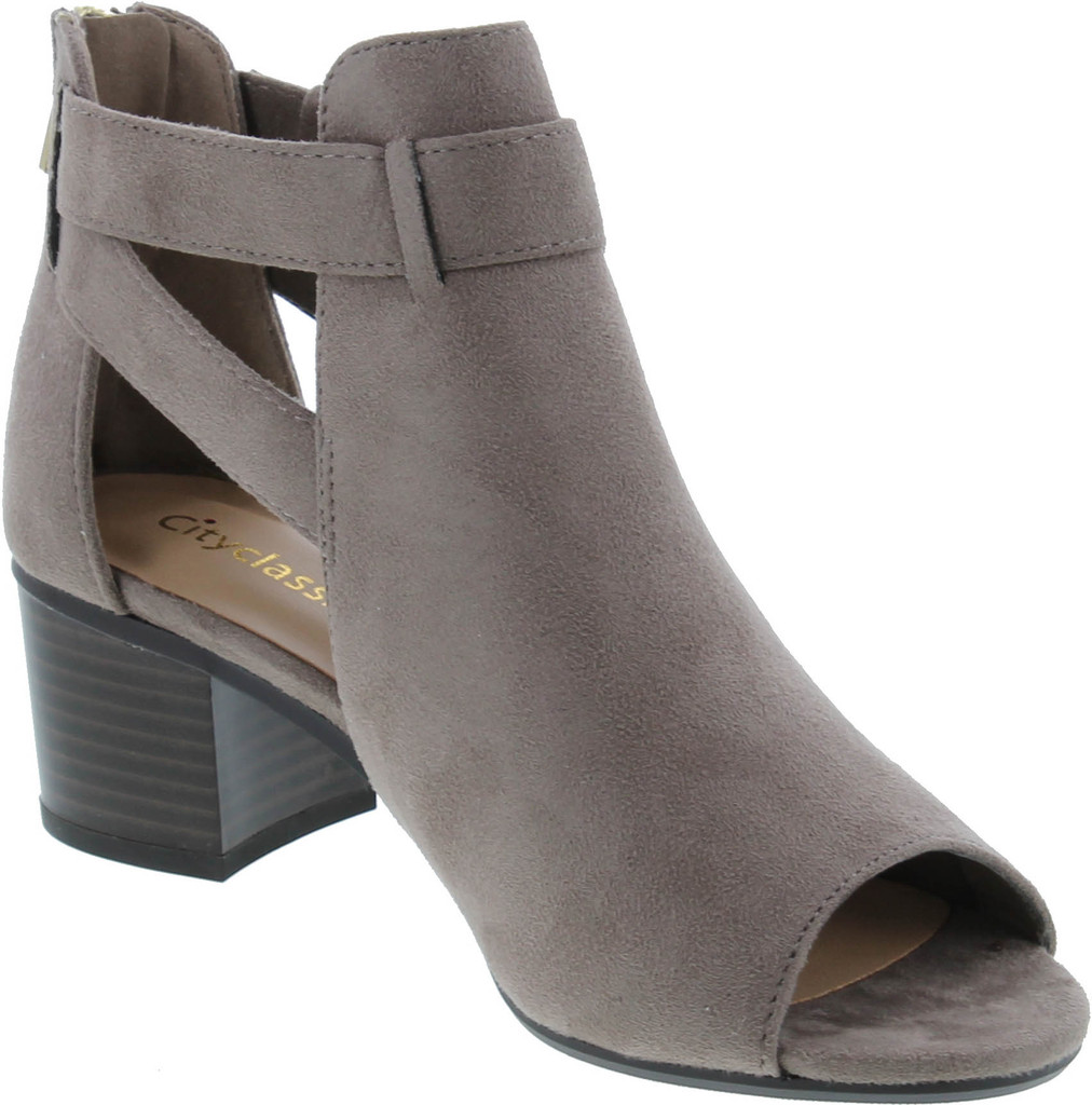 City Classified Invest Women's Fashion Cutout Side Strap Heeled Ankle Sandal Booties