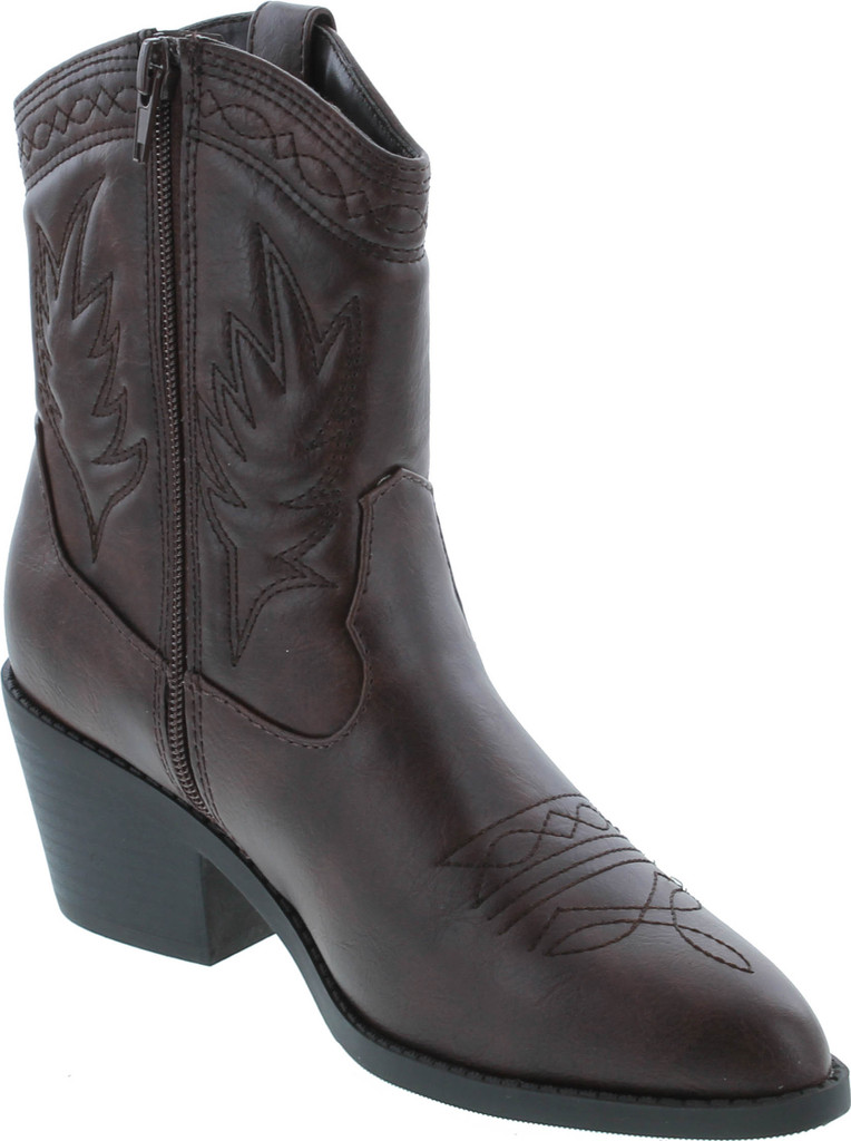 Soda Picotee Women Western Cowboy Cowgirl Stitched Ankle Boots