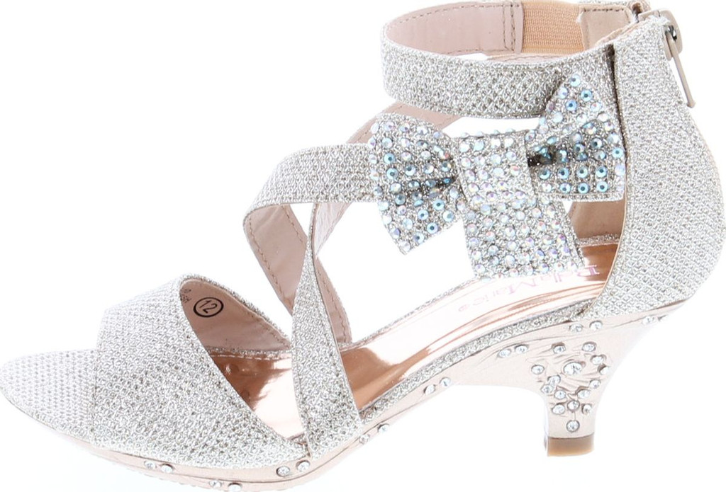 Belle Marie Ponce 10 Little Girls Glitter Rhinestone Heeled Dress Sandals