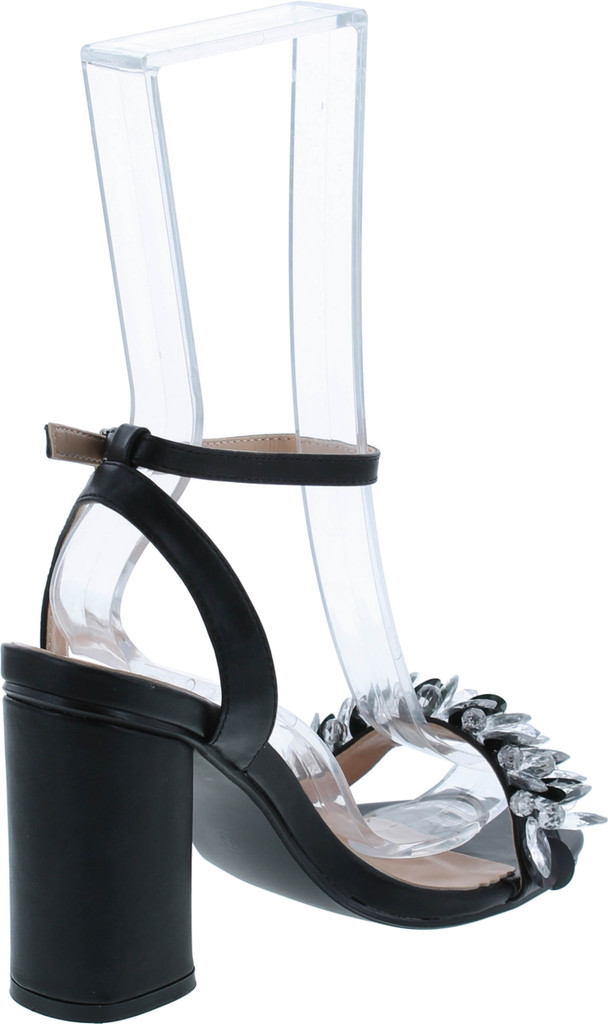 Yoki Metallic Open Toe 3D Crystal Heels Ankle Straped Dress Sandals Alaina-09 Women's Shoes