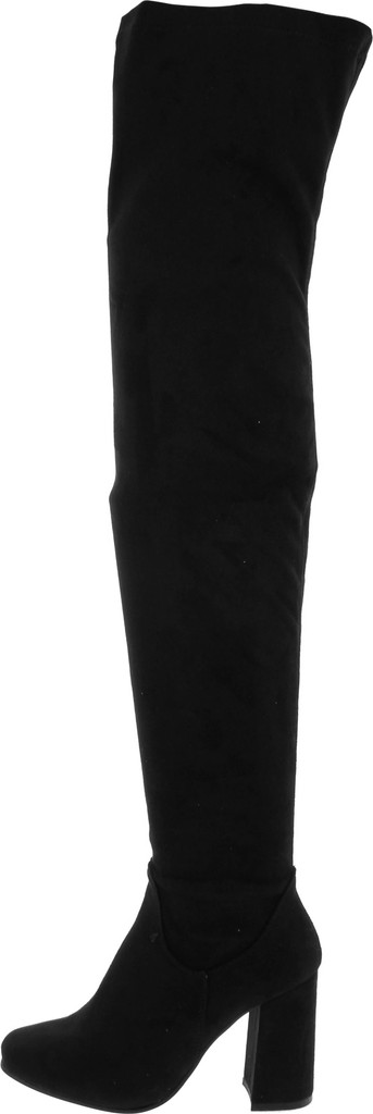 Nature Breeze Elantra 01 Womens Stretchy Thigh High Chunky Heel Suede Boots