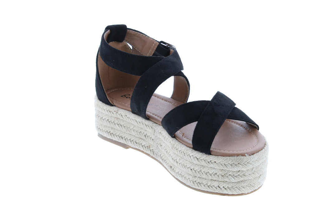 Bonnibel Fatima-1 Cute Sexy Expadrille Platfrom X Strap Sandals, Open Toe