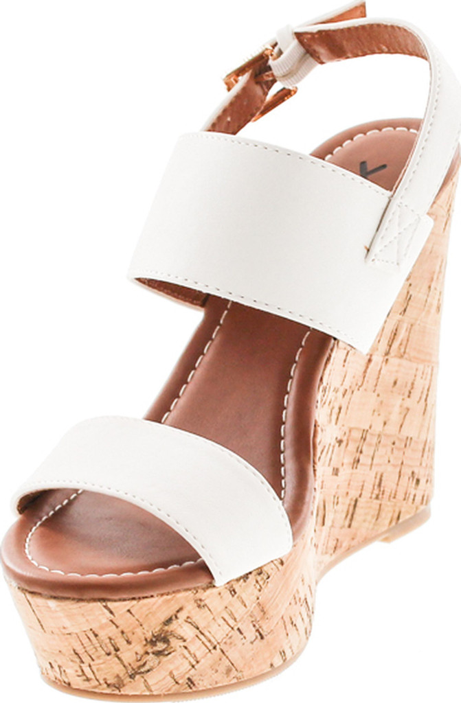 Static Footwear Bunty-02 Women's Platform Wedge Heel Open Toe Single Band Slingback Ankle Strap Pu Sandals