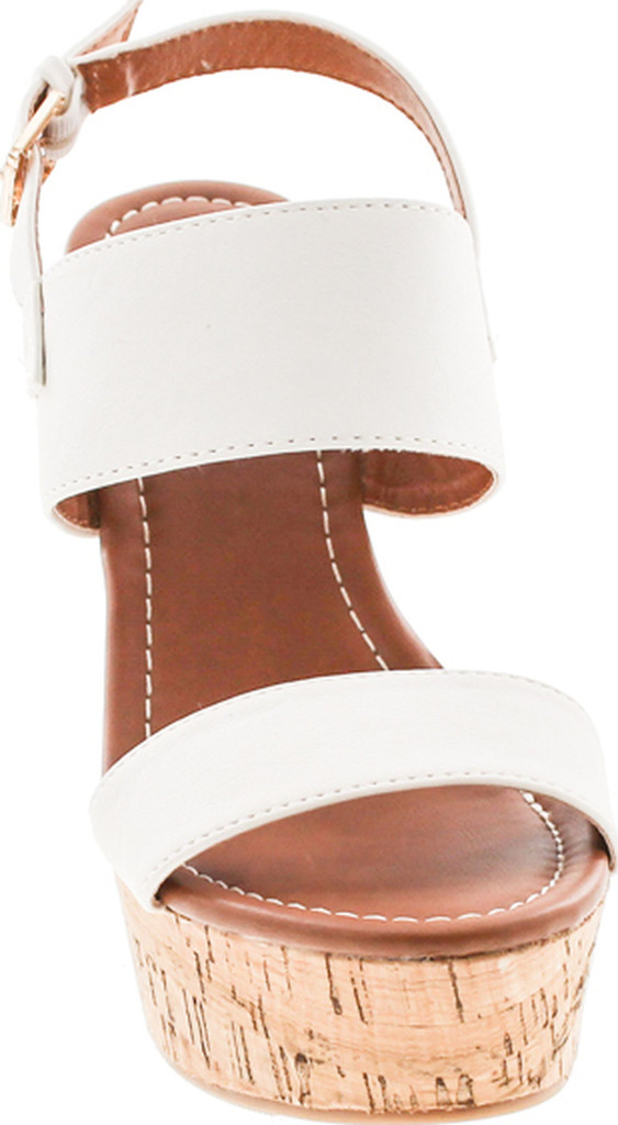 Static Footwear Bunty-02 Women's Platform Wedge Heel Open Toe Single Band Slingback Ankle Strap Pu Sandals