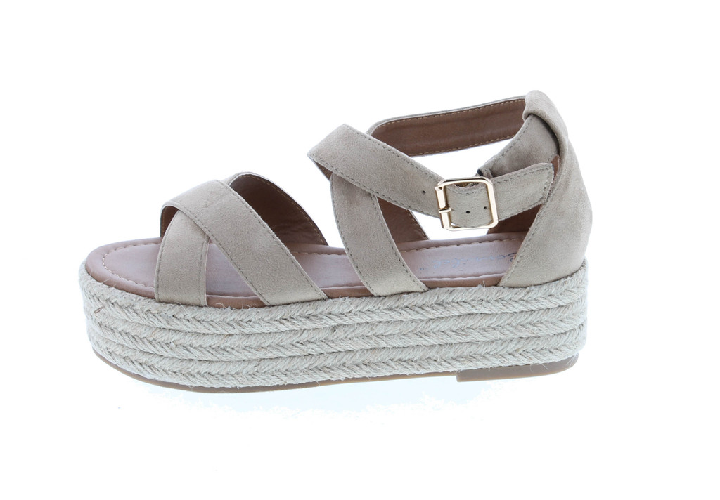 Bon Fatima-1 Espadrille Flatform Platform Strappy Gladiator Sandal Nude