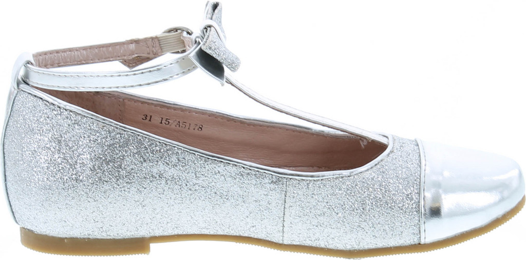 Amiana Girls Ballet Flat With T Strap And Buckle Glitter Bow Cap Toe