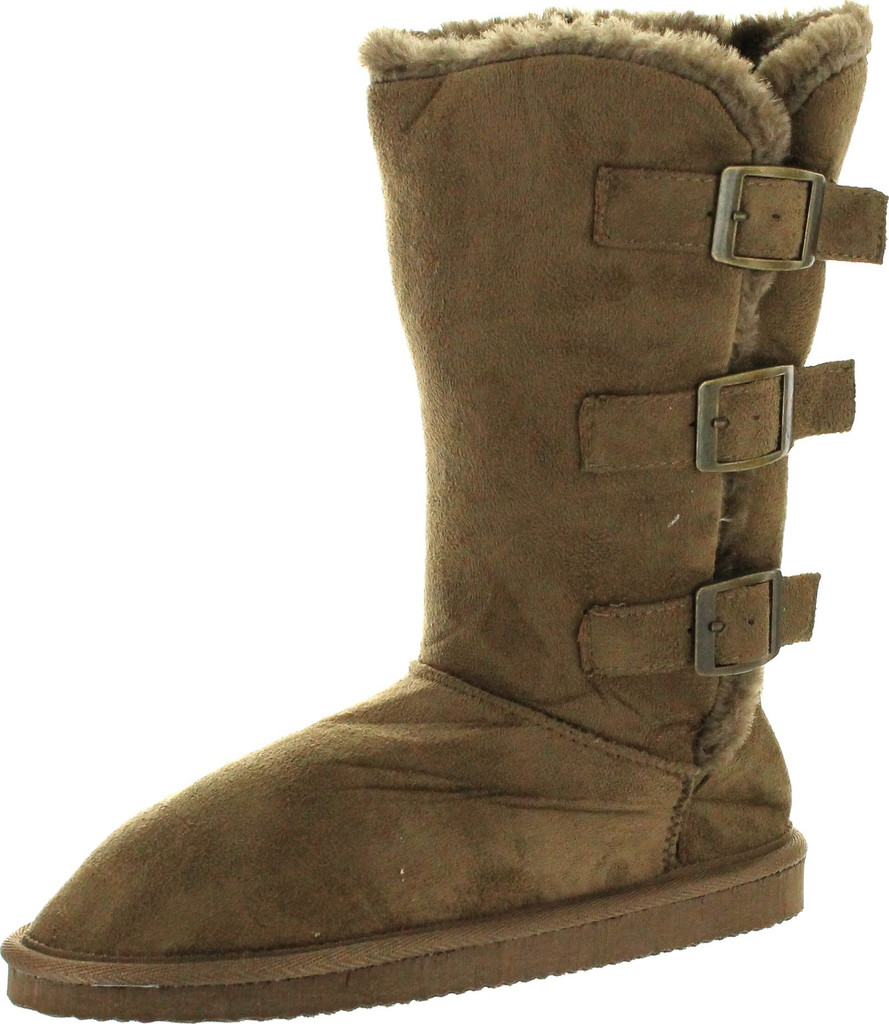 Static Footwear Womens Microsuede 10" Winter Boots With Buckle Detail