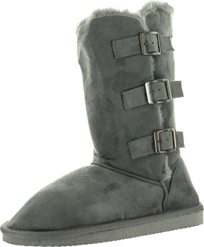 Static Footwear Womens Microsuede 10" Winter Boots With Buckle Detail