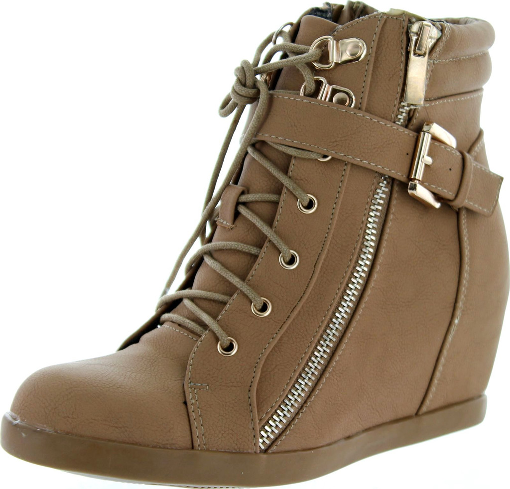 Top Moda Womens Peter-1 Fashion Wedge Sneakers