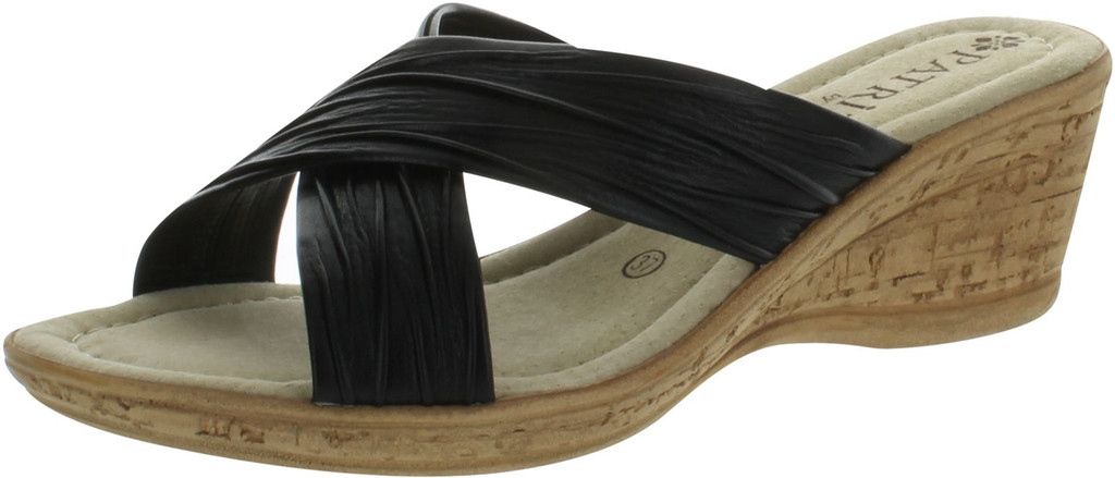 Patrizia By Spring Step Marge Open Toe Wedge Sandals Shoes Black Womens