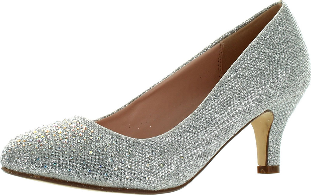 Bonnibel Wonda-1 Womens Round Toe Low Heel Glitter Dress Pumps