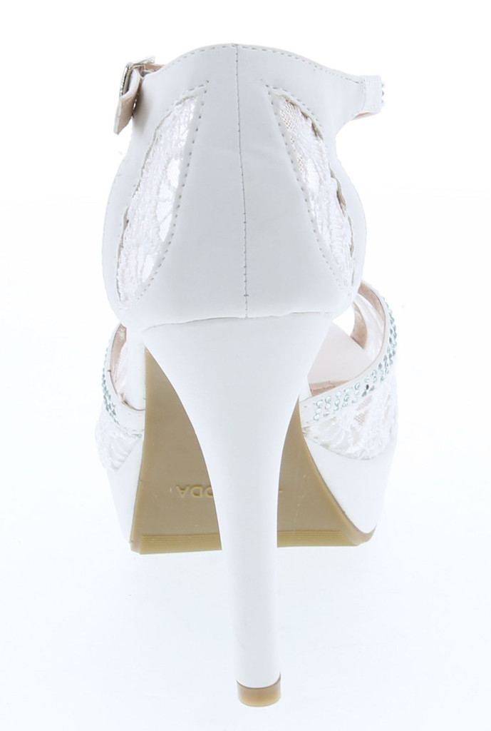 Top Moda Womens Hy5 Formal Evening Party Lace Ankle T-Strap Peep Toe Stiletto High Heel Pumps