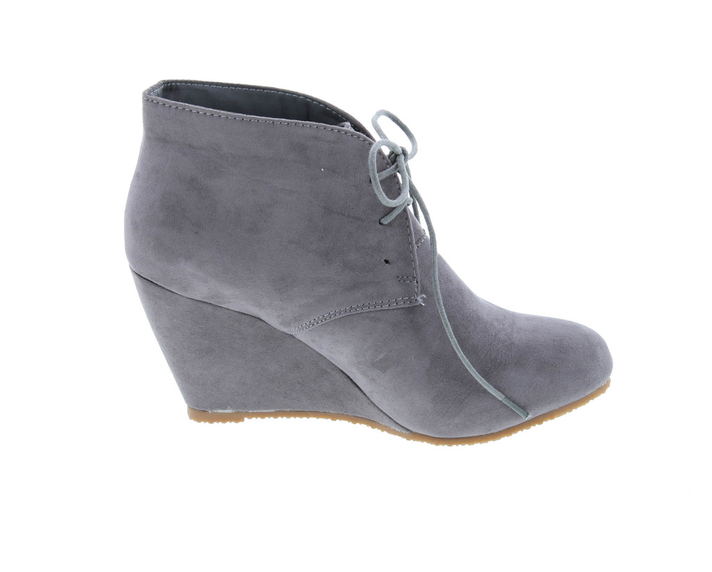 Anna Sally-5 Womens Adorable Almond Toe Lace Up Wedge Ankle Bootie
