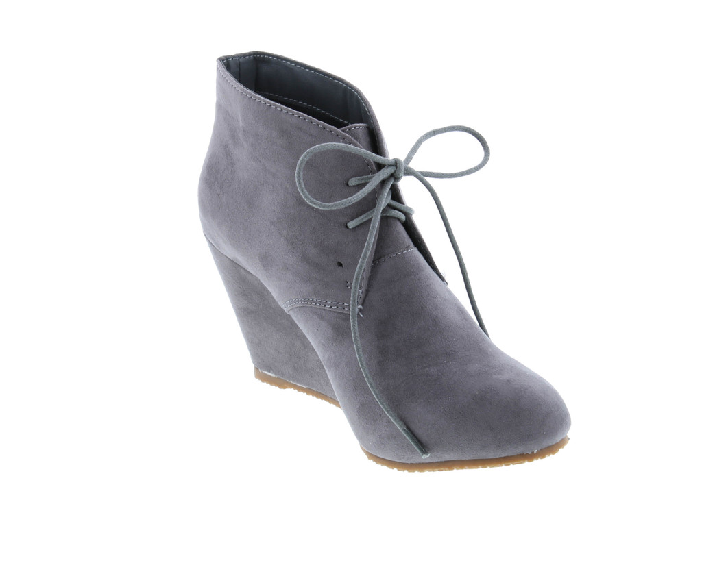 Anna Sally-5 Womens Adorable Almond Toe Lace Up Wedge Ankle Bootie