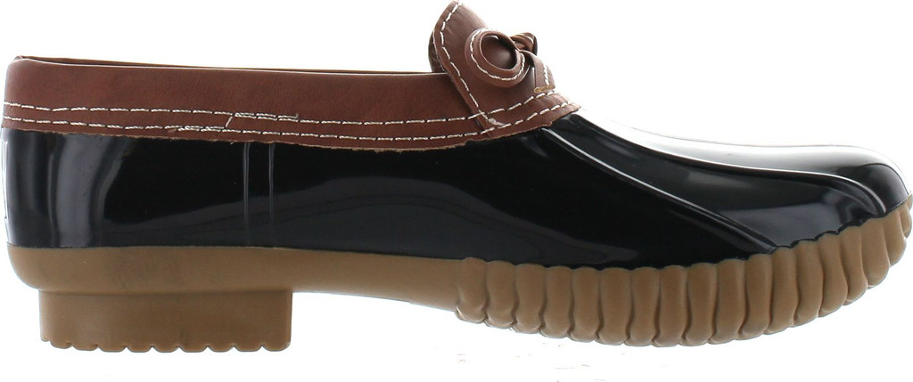 Axny Dylan-10 Women's Two Tone Bow Accents Slip-On Rain Loafer Flat Duck Shoes