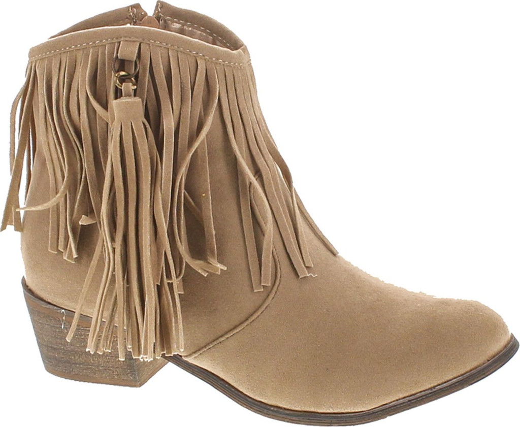 Adriana Leonara-39 Women's Side Zipper Low Heel Fringe Ankle Booties