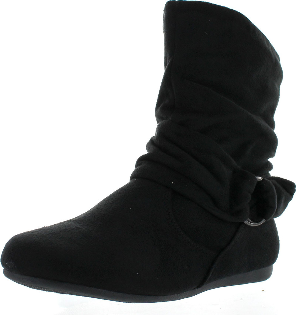 Women's Fashion Calf Flat Heel Side Zipper Slouch Ankle Boots