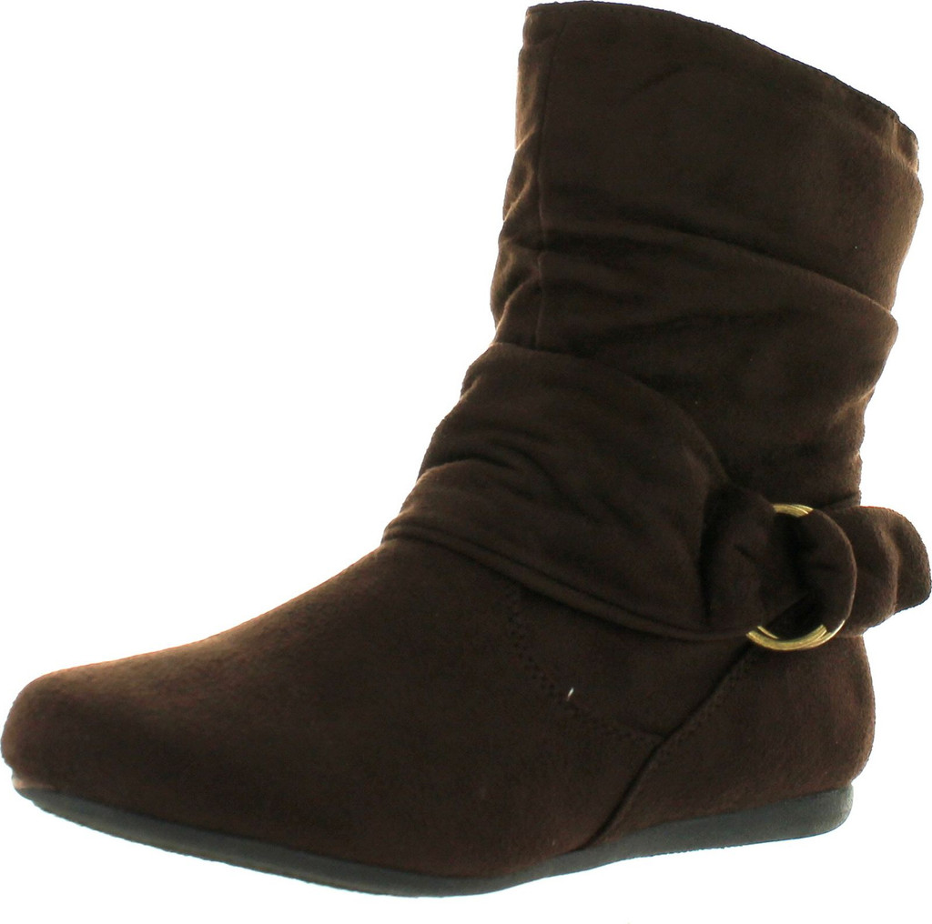 Women's Fashion Calf Flat Heel Side Zipper Slouch Ankle Boots