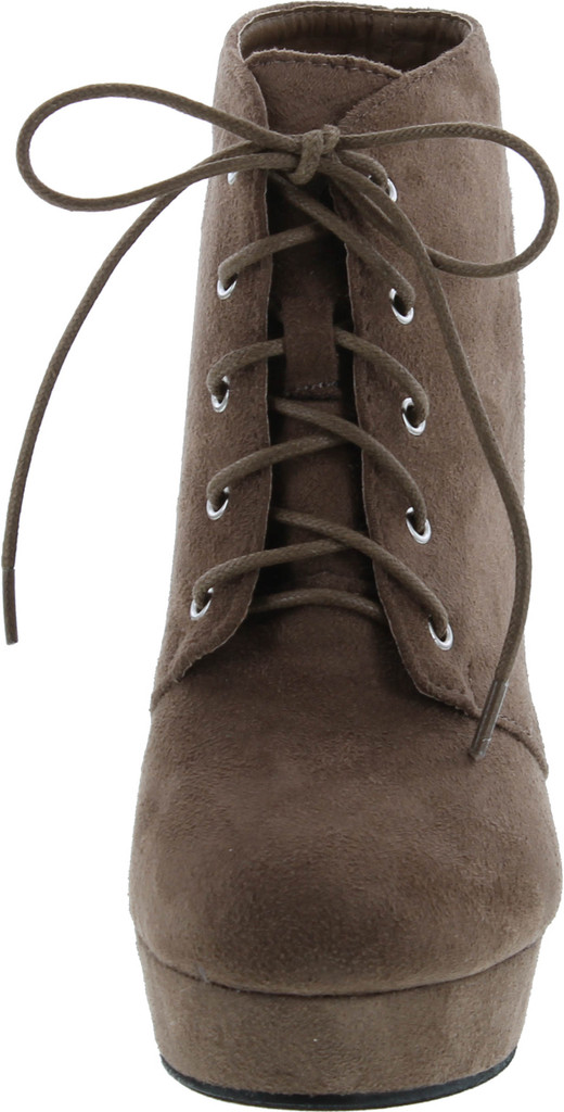 Forever Camille-86 Women's Comfort Stacked Chunky Heel Lace Up Ankle Booties