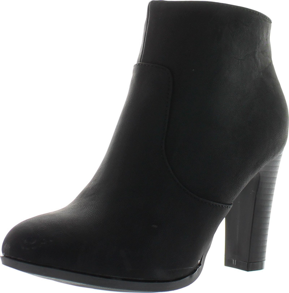 Top Moda Oscar-1 Women's High Top Ankle Side Zip Chunky Heels Nubuck Booties
