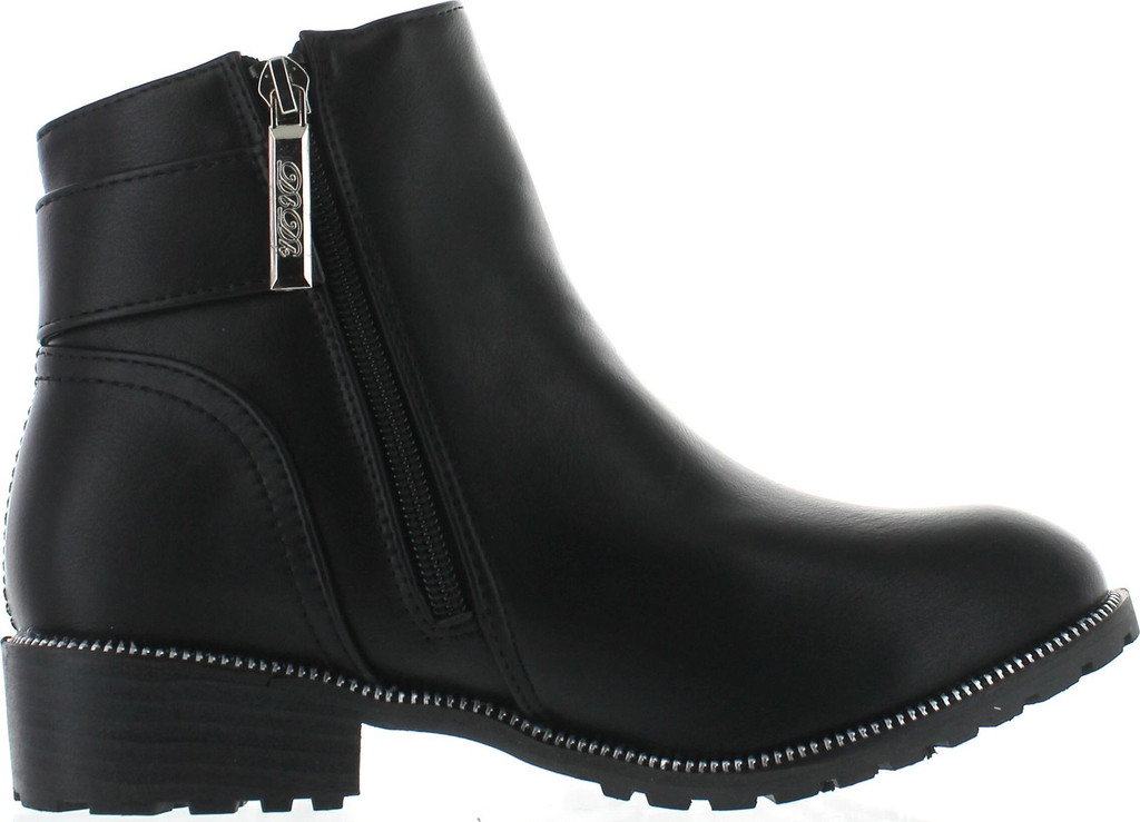 Dbdk Kathie-1 Women's Buckle Strap Chunky Heel Side Zipper Ankle Booties