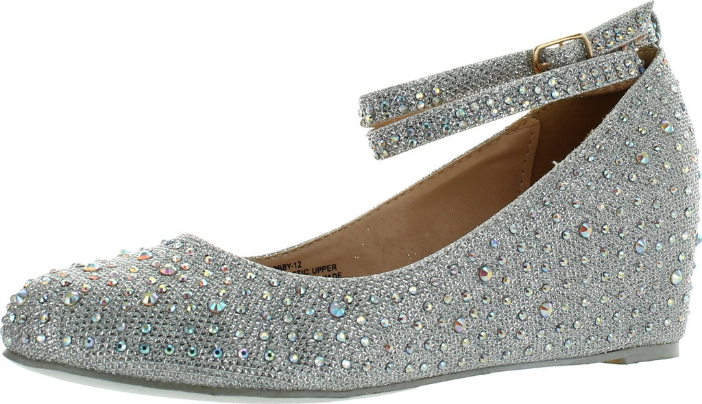Chase & Chloe Womens Bobby-12 Round Toe Med Low Heel Wedge Pump