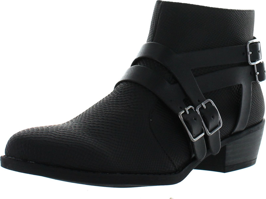 Qupid Women's Sochi-18 Fashionable Snake Skin Ankle Booties