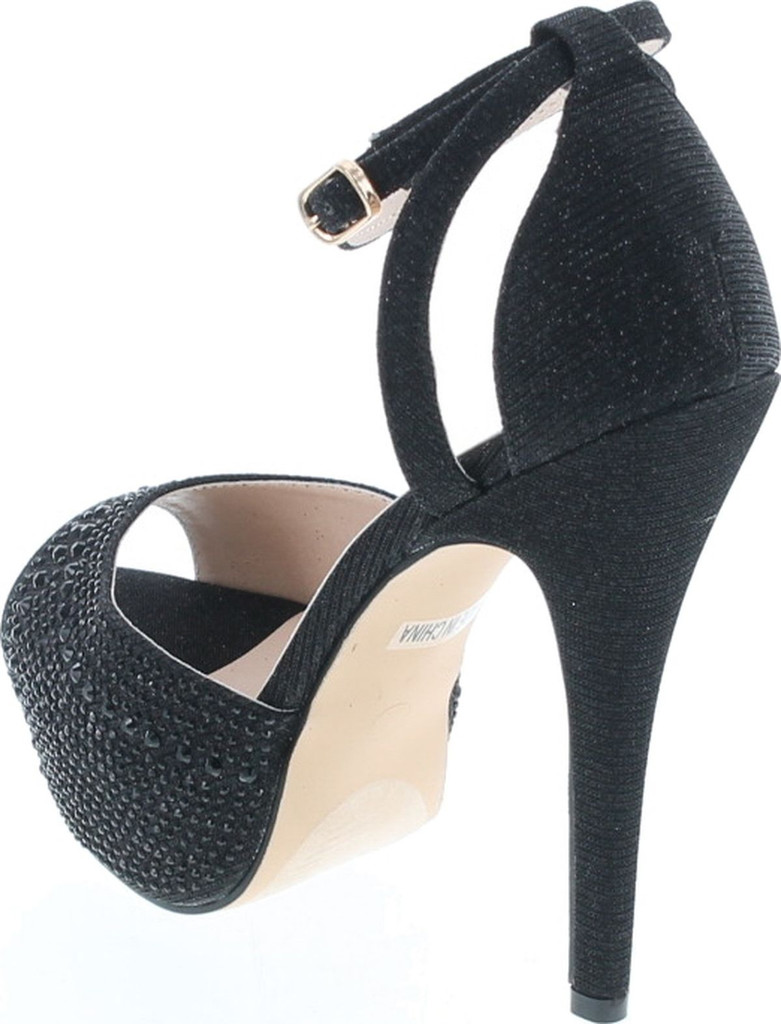 Blossom Womens Vice-126 Bridal Formal Evening Party Ankle Strap High Heel Peep Toe Glitter Sandal