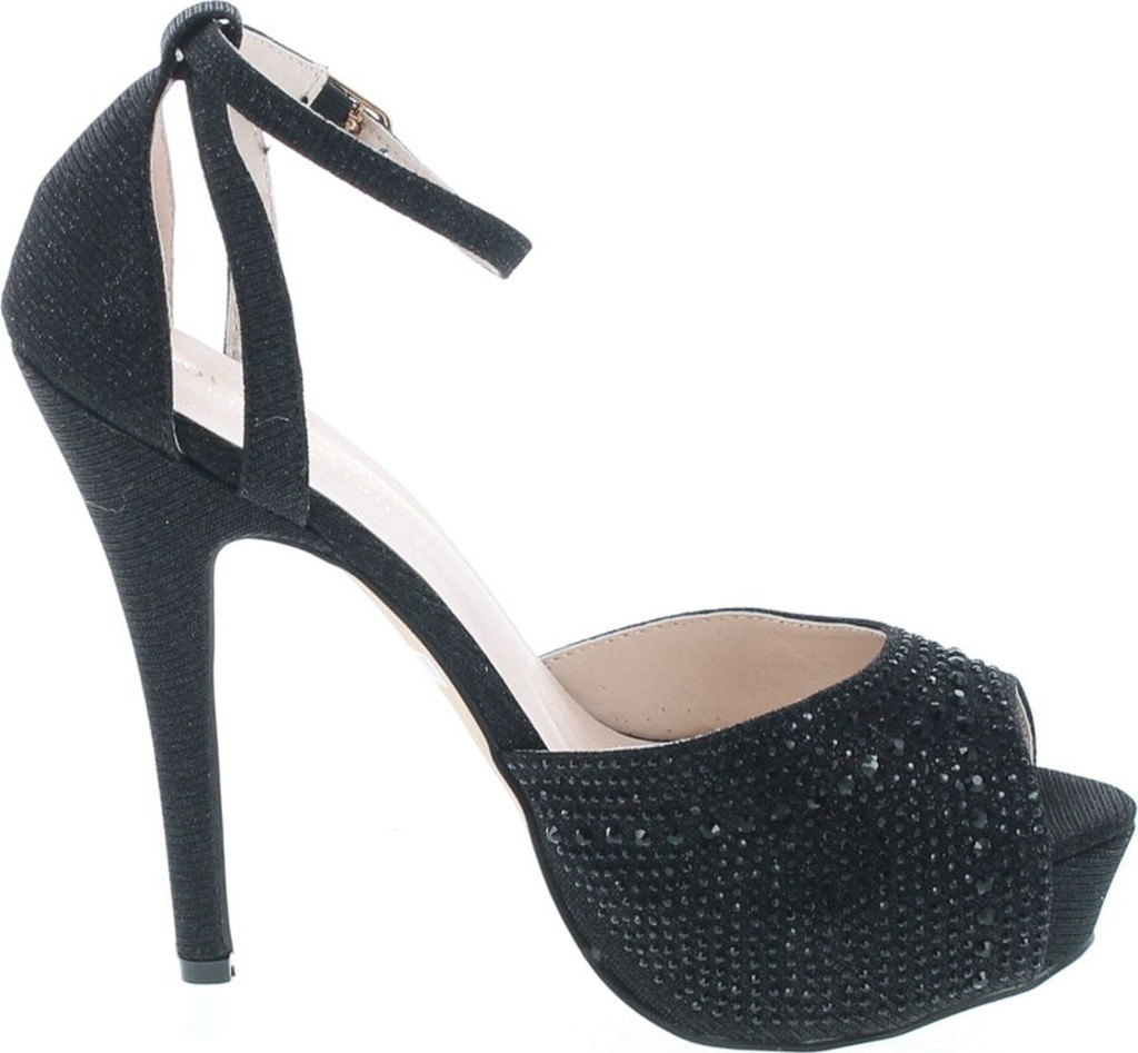 Blossom Womens Vice-126 Bridal Formal Evening Party Ankle Strap High Heel Peep Toe Glitter Sandal