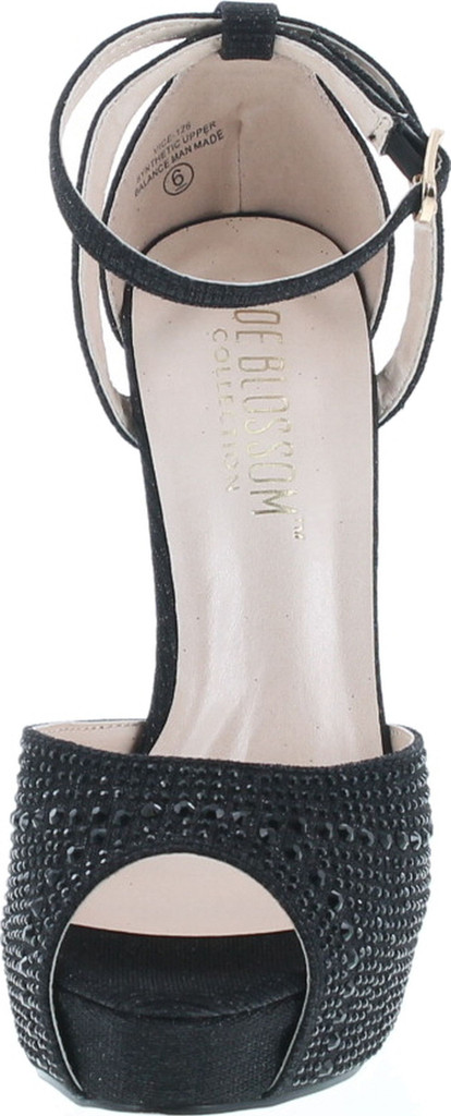 Blossom Womens Vice-126 Bridal Formal Evening Party Ankle Strap High Heel Peep Toe Glitter Sandal