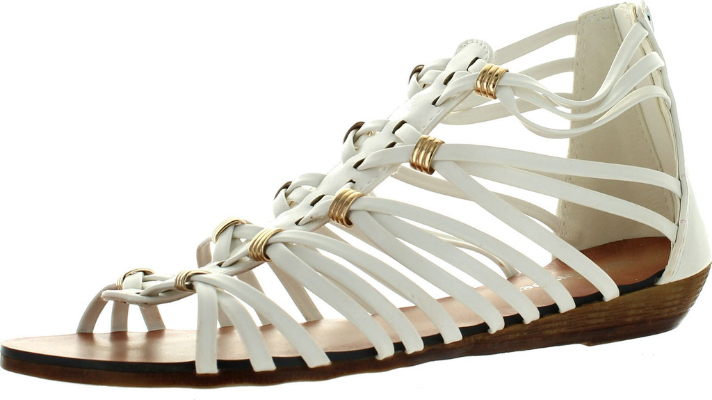 Forever Rebel-15 Womens Back Zip Strappy Gladiator Wedge Sandals