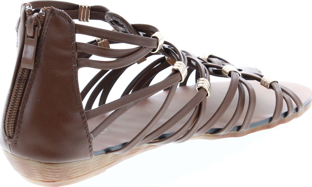 Forever Rebel-15 Womens Back Zip Strappy Gladiator Wedge Sandals