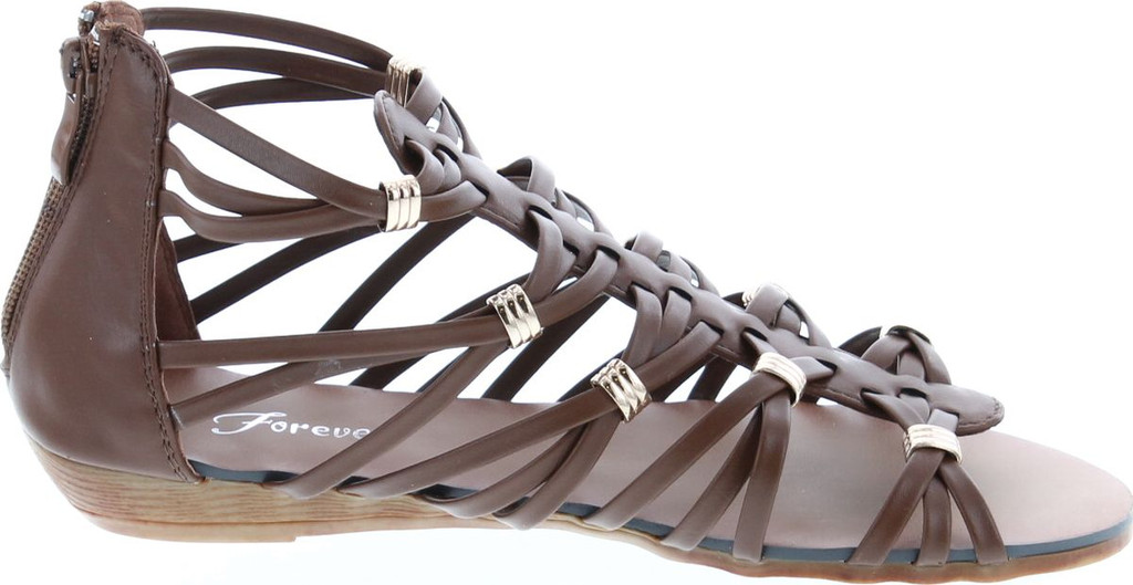 Forever Rebel-15 Womens Back Zip Strappy Gladiator Wedge Sandals